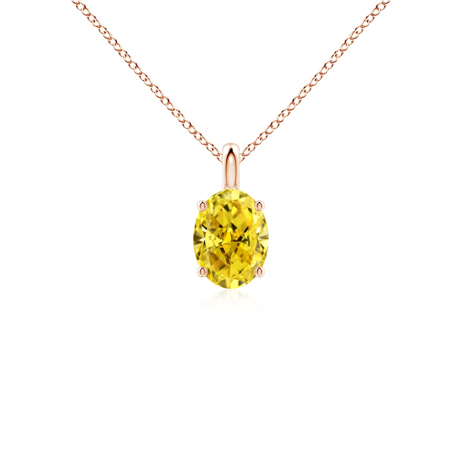 7.3x5.2mm AAAA Solitaire Oval Fancy Intense Yellow Diamond Classic Pendant in Rose Gold 