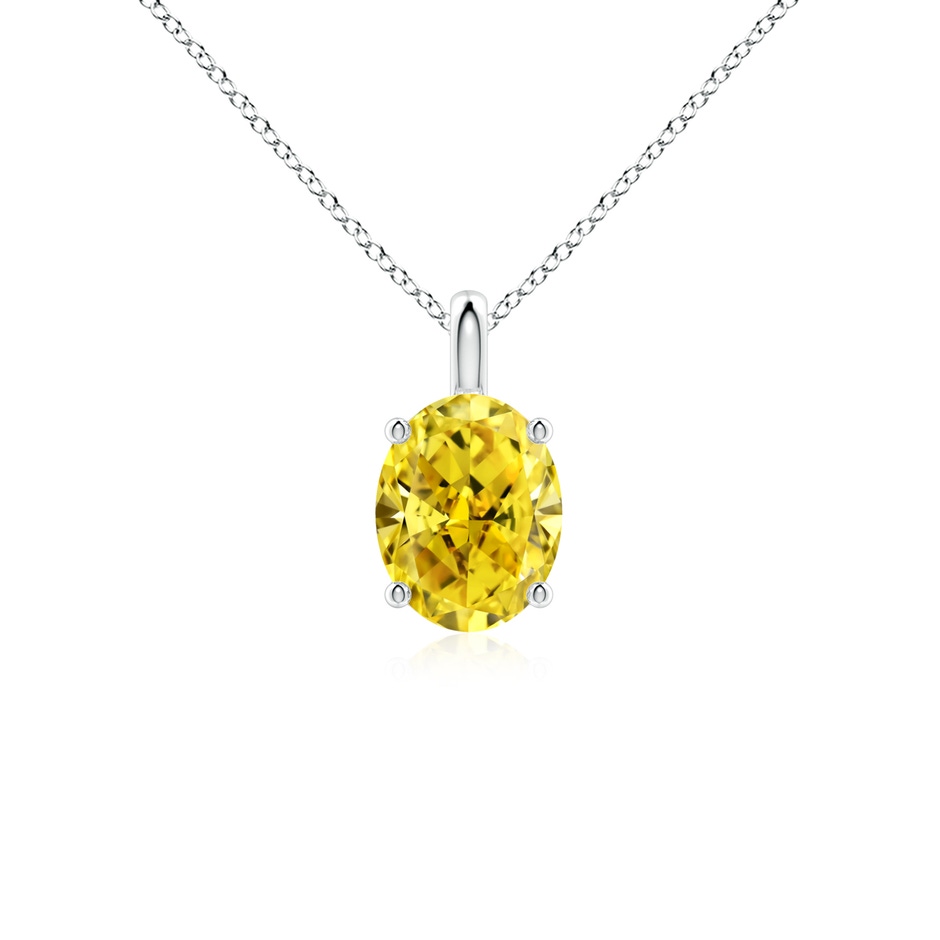8.5x6.5mm AAAA Solitaire Oval Fancy Intense Yellow Diamond Classic Pendant in P950 Platinum 
