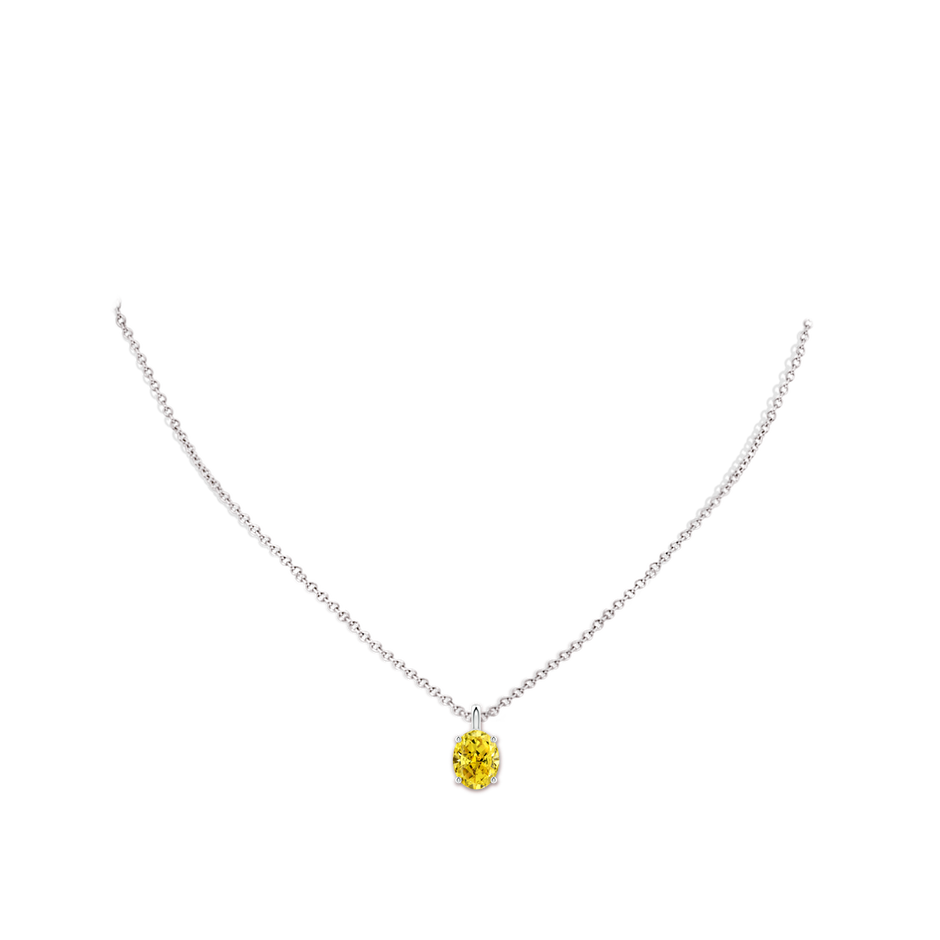 8.5x6.5mm AAAA Solitaire Oval Fancy Intense Yellow Diamond Classic Pendant in P950 Platinum pen