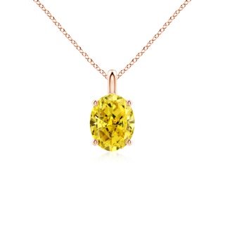 8.5x6.5mm AAAA Solitaire Oval Fancy Intense Yellow Diamond Classic Pendant in Rose Gold