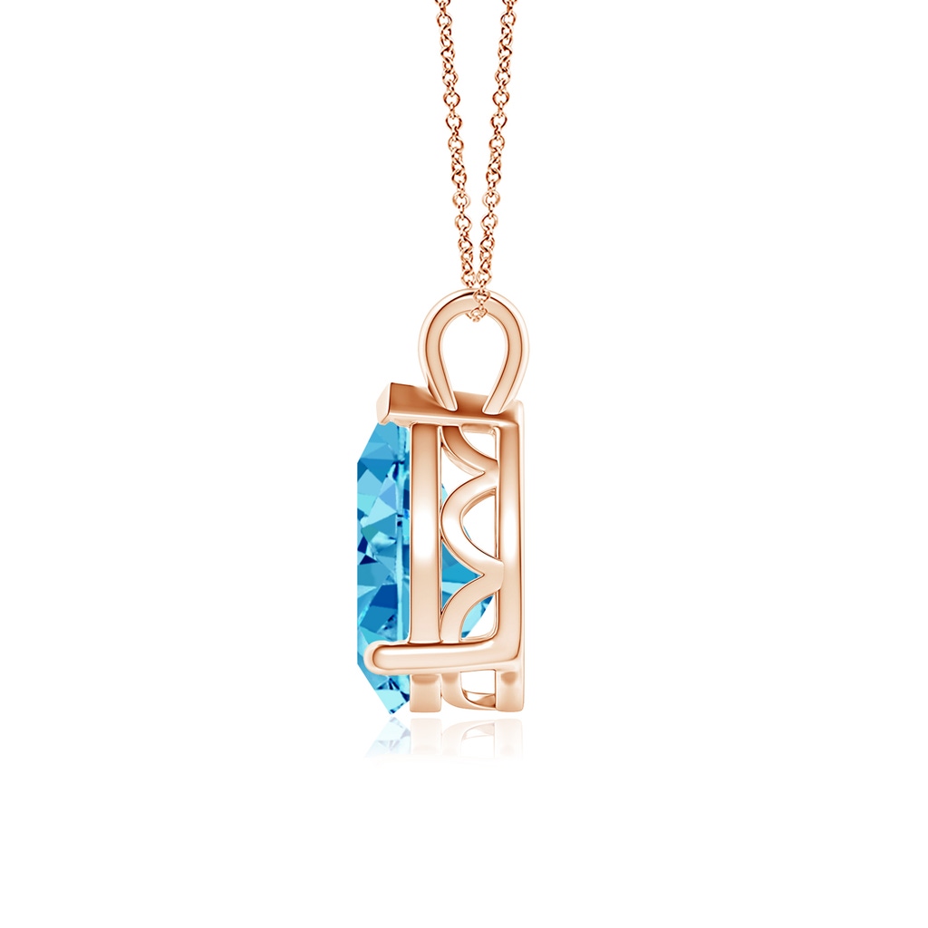11x7mm AAAA Solitaire Pear Fancy Intense Blue Diamond Classic Pendant in Rose Gold - side 199