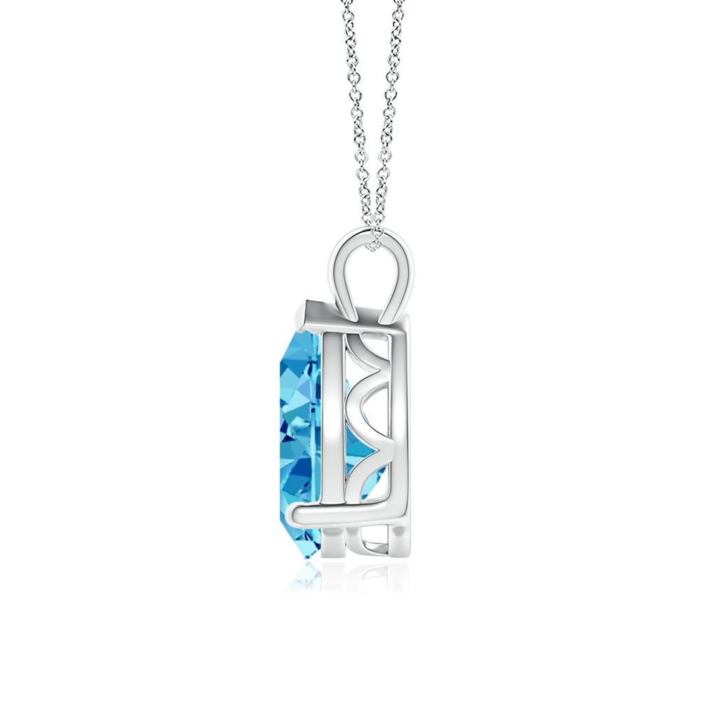 11x7mm AAAA Solitaire Pear Fancy Intense Blue Diamond Classic Pendant in White Gold - side 199