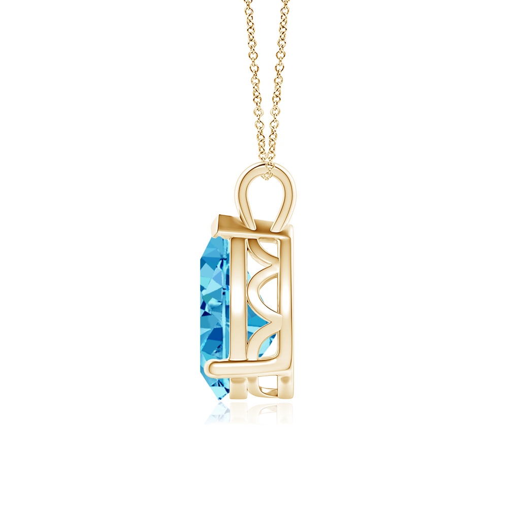 11x7mm AAAA Solitaire Pear Fancy Intense Blue Diamond Classic Pendant in Yellow Gold - side 199