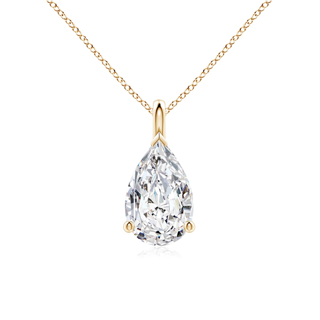 11x7mm HSI2 Solitaire Pear Diamond Classic Pendant in Yellow Gold