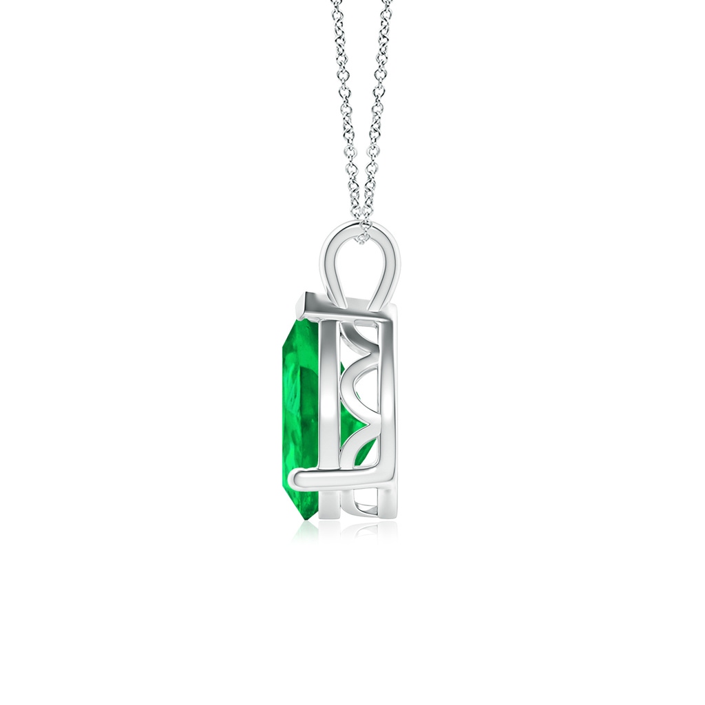 10x8mm AAA Solitaire Pear Emerald Classic Pendant in White Gold Side 199