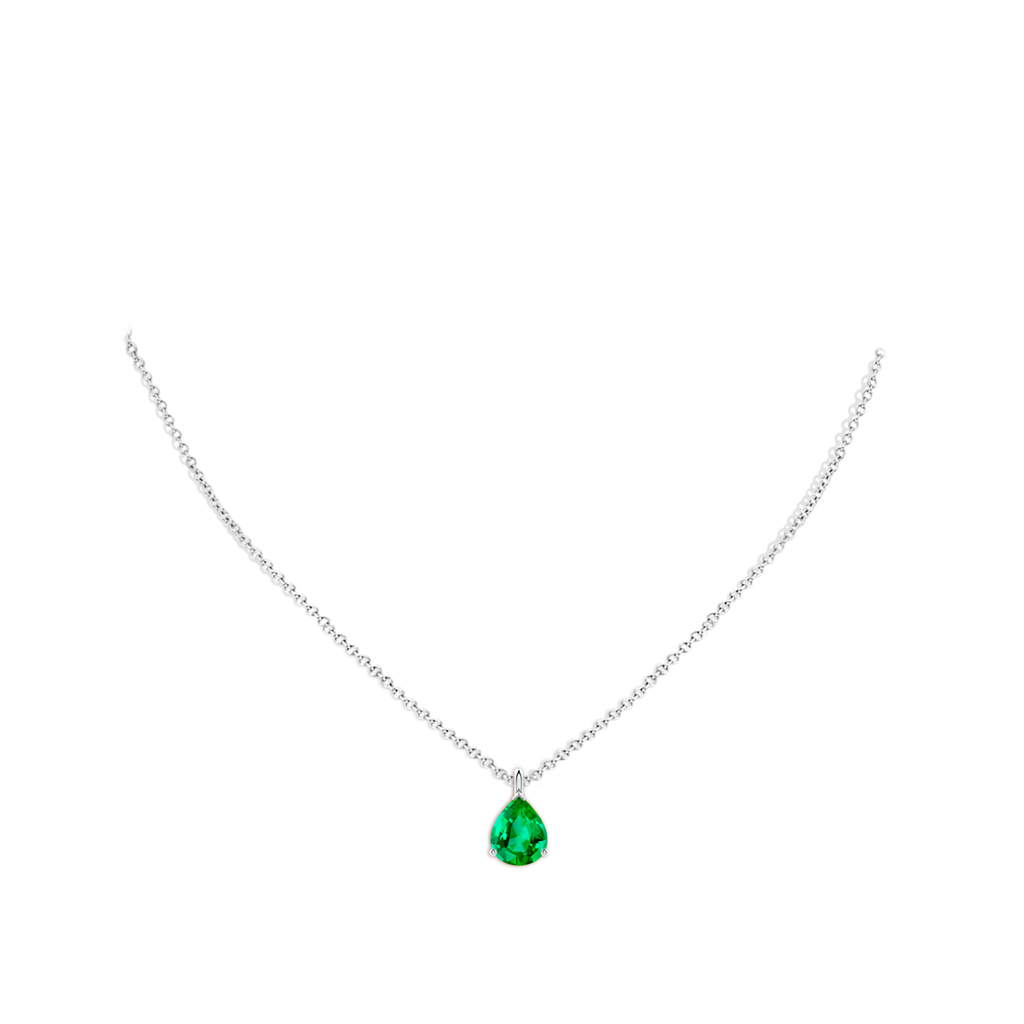 10x8mm AAA Solitaire Pear Emerald Classic Pendant in White Gold pen