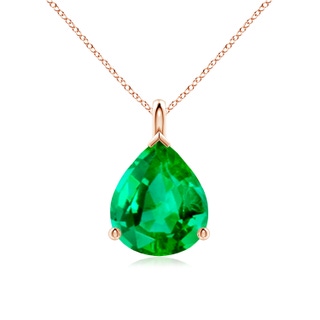 12x10mm AAA Solitaire Pear Emerald Classic Pendant in Rose Gold