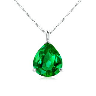 12x10mm AAAA Solitaire Pear Emerald Classic Pendant in P950 Platinum