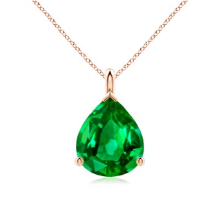 12x10mm AAAA Solitaire Pear Emerald Classic Pendant in Rose Gold