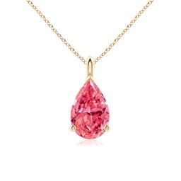 Solitaire Yellow Gold Pink Diamond Necklaces and Pendants