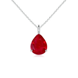 9x7mm AAA Solitaire Pear Ruby Classic Pendant in White Gold