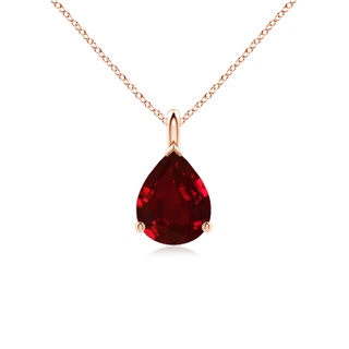 9x7mm AAAA Solitaire Pear Ruby Classic Pendant in Rose Gold