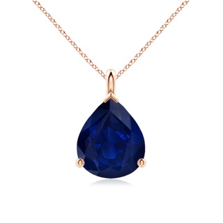 12x10mm AA Solitaire Pear Blue Sapphire Classic Pendant in Rose Gold