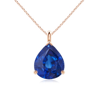 12x10mm AAA Solitaire Pear Blue Sapphire Classic Pendant in Rose Gold