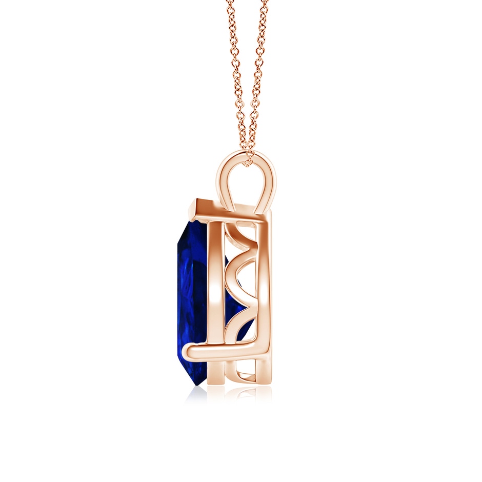 12x10mm Lab-Grown Solitaire Pear Blue Sapphire Classic Pendant in 18K Rose Gold side 199