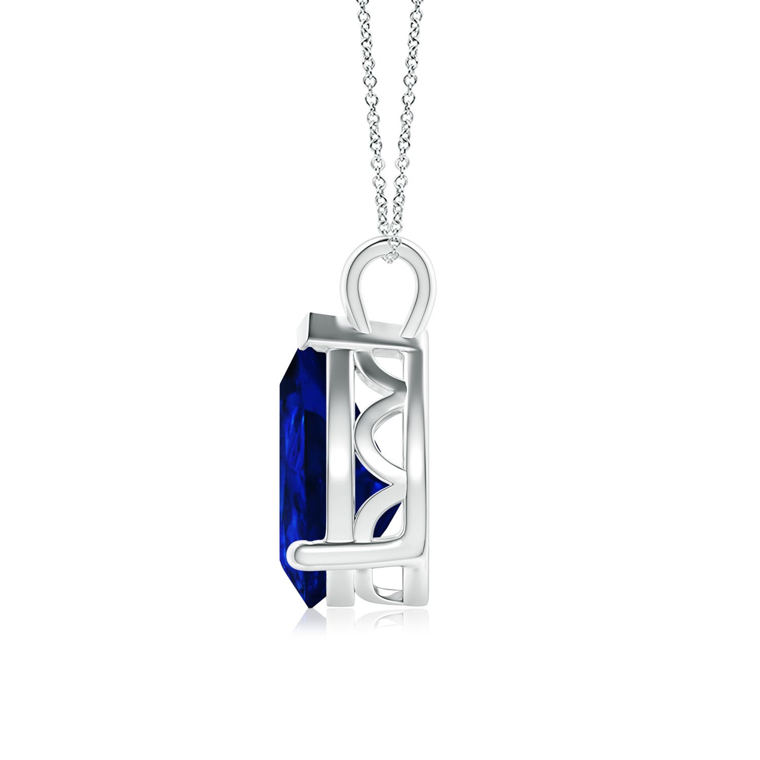 12x10mm AAAA Solitaire Pear Blue Sapphire Classic Pendant in 18K White Gold