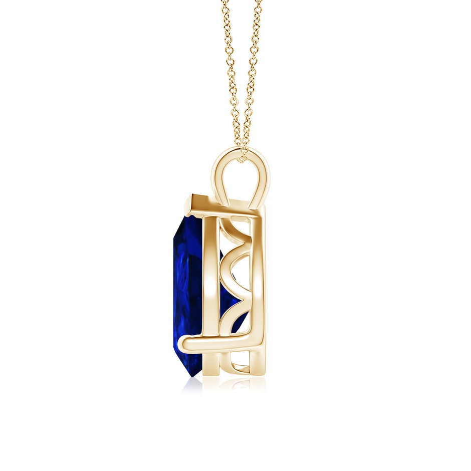 12x10mm Lab-Grown Solitaire Pear Blue Sapphire Classic Pendant in 18K Yellow Gold side 199