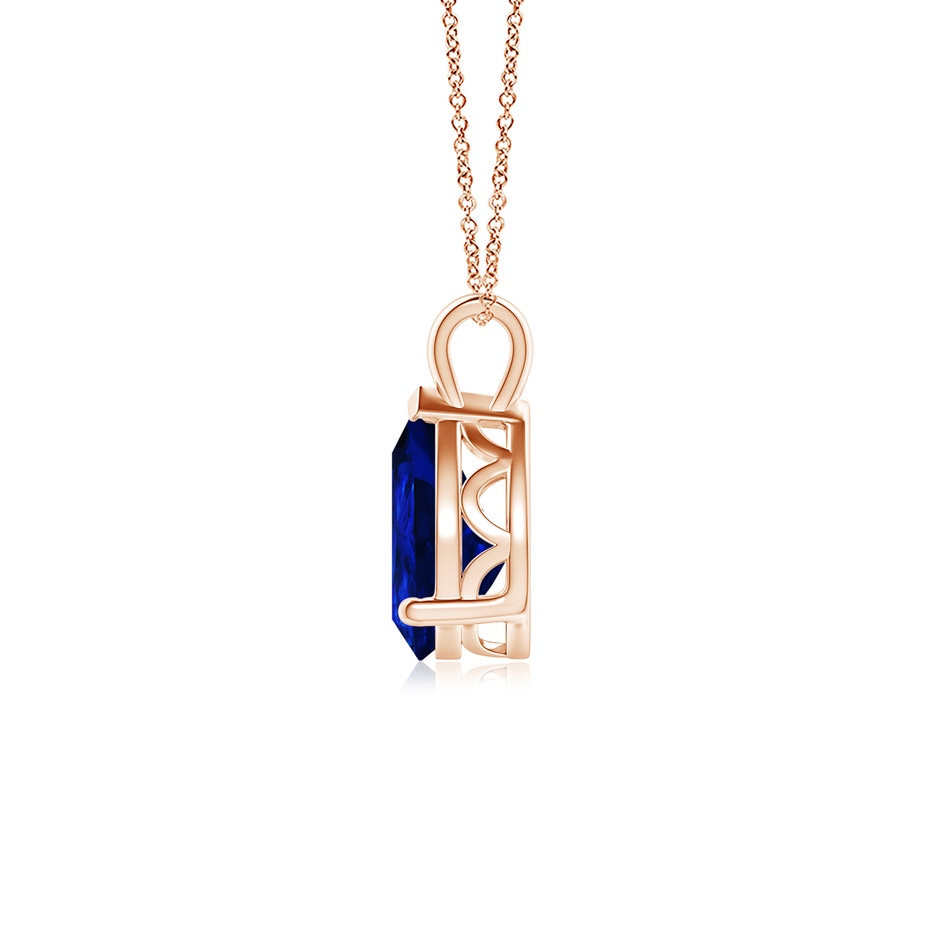 9x7mm Lab-Grown Solitaire Pear Blue Sapphire Classic Pendant in 18K Rose Gold side 199
