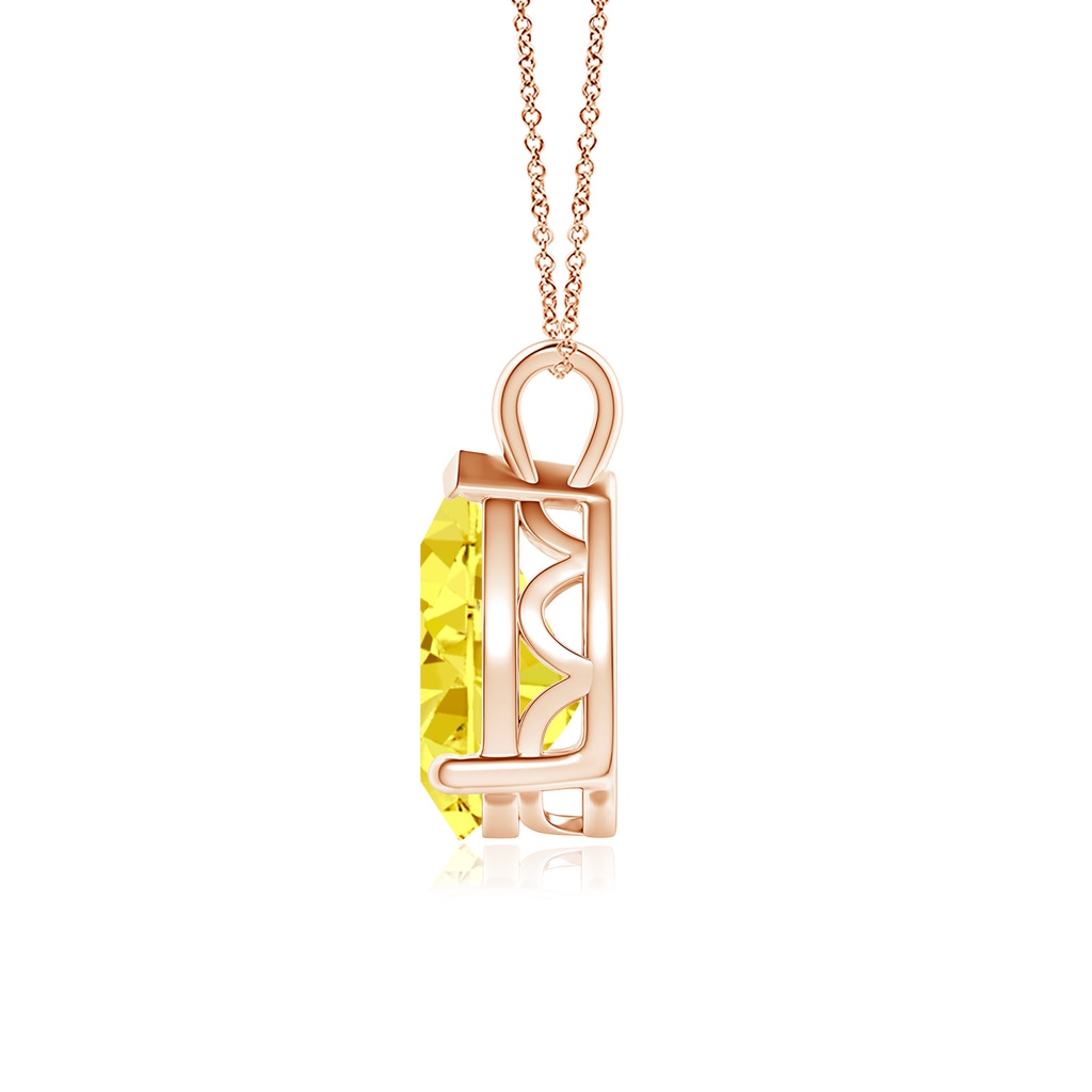 11x7mm AAAA Solitaire Pear Fancy IntenseYellow Diamond Classic Pendant in Rose Gold - side 199