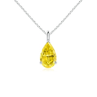 9x5.5mm AAAA Solitaire Pear Fancy IntenseYellow Diamond Classic Pendant in P950 Platinum