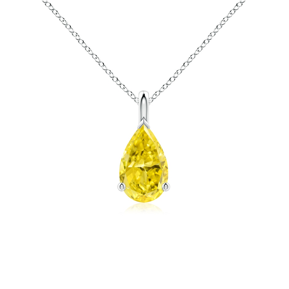 9x5.5mm AAAA Solitaire Pear Fancy IntenseYellow Diamond Classic Pendant in P950 Platinum 