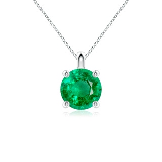 8mm AAA Solitaire Round Emerald Classic Pendant in White Gold