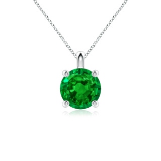 8mm AAAA Solitaire Round Emerald Classic Pendant in P950 Platinum