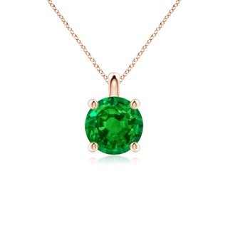 8mm AAAA Solitaire Round Emerald Classic Pendant in Rose Gold