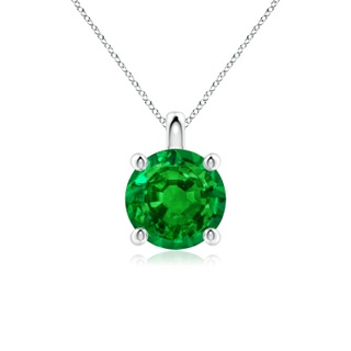 9mm AAAA Solitaire Round Emerald Classic Pendant in P950 Platinum