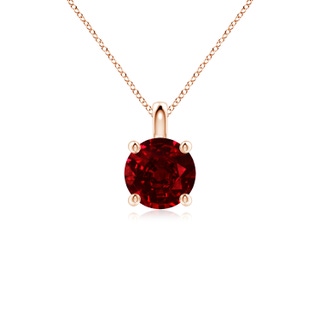 7mm AAAA Solitaire Round Ruby Classic Pendant in Rose Gold