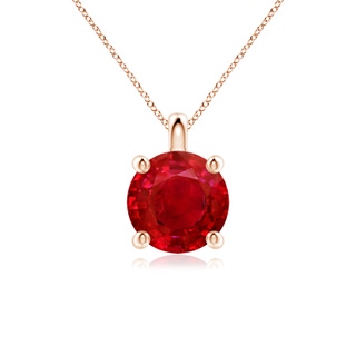 9mm AAA Solitaire Round Ruby Classic Pendant in Rose Gold