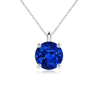 9mm AAAA Solitaire Round Blue Sapphire Classic Pendant in P950 Platinum