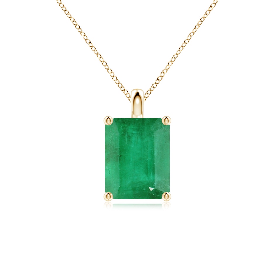 10x8mm A Solitaire Emerald-Cut Emerald Classic Pendant in Yellow Gold 