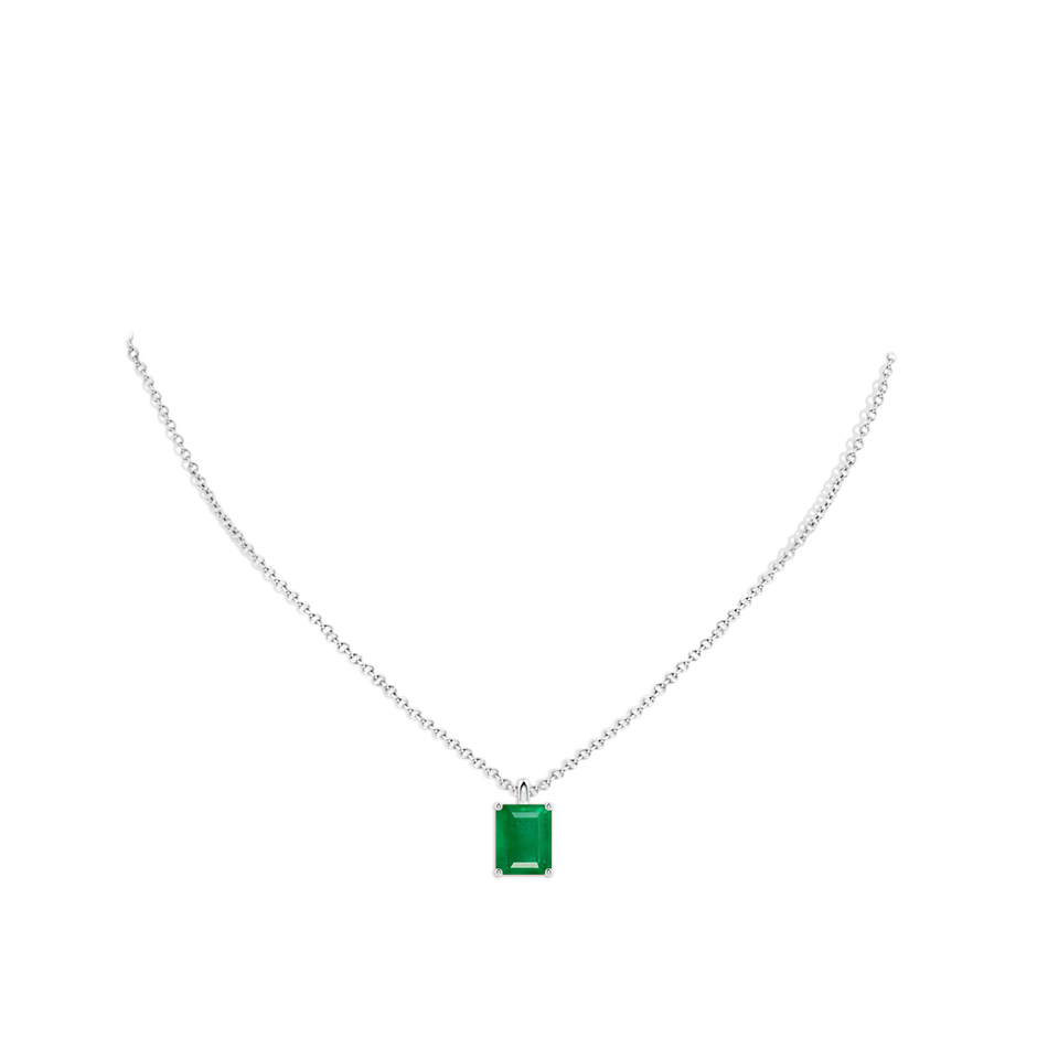 10x8mm AA Solitaire Emerald-Cut Emerald Classic Pendant in White Gold pen