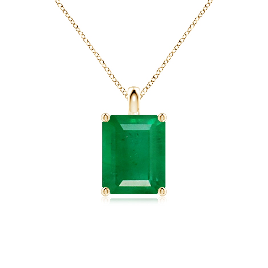 10x8mm AA Solitaire Emerald-Cut Emerald Classic Pendant in Yellow Gold 