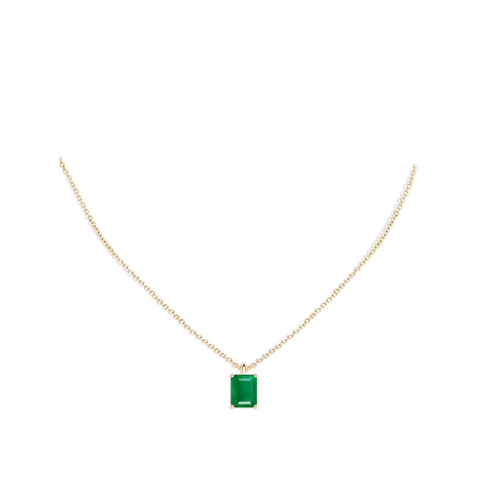 10x8mm AA Solitaire Emerald-Cut Emerald Classic Pendant in Yellow Gold pen