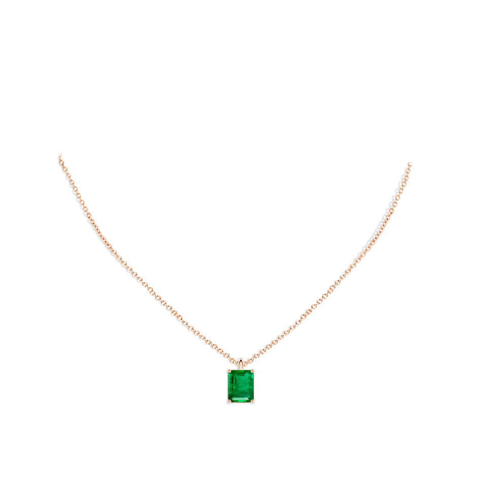 10x8mm AAA Solitaire Emerald-Cut Emerald Classic Pendant in 18K Rose Gold pen