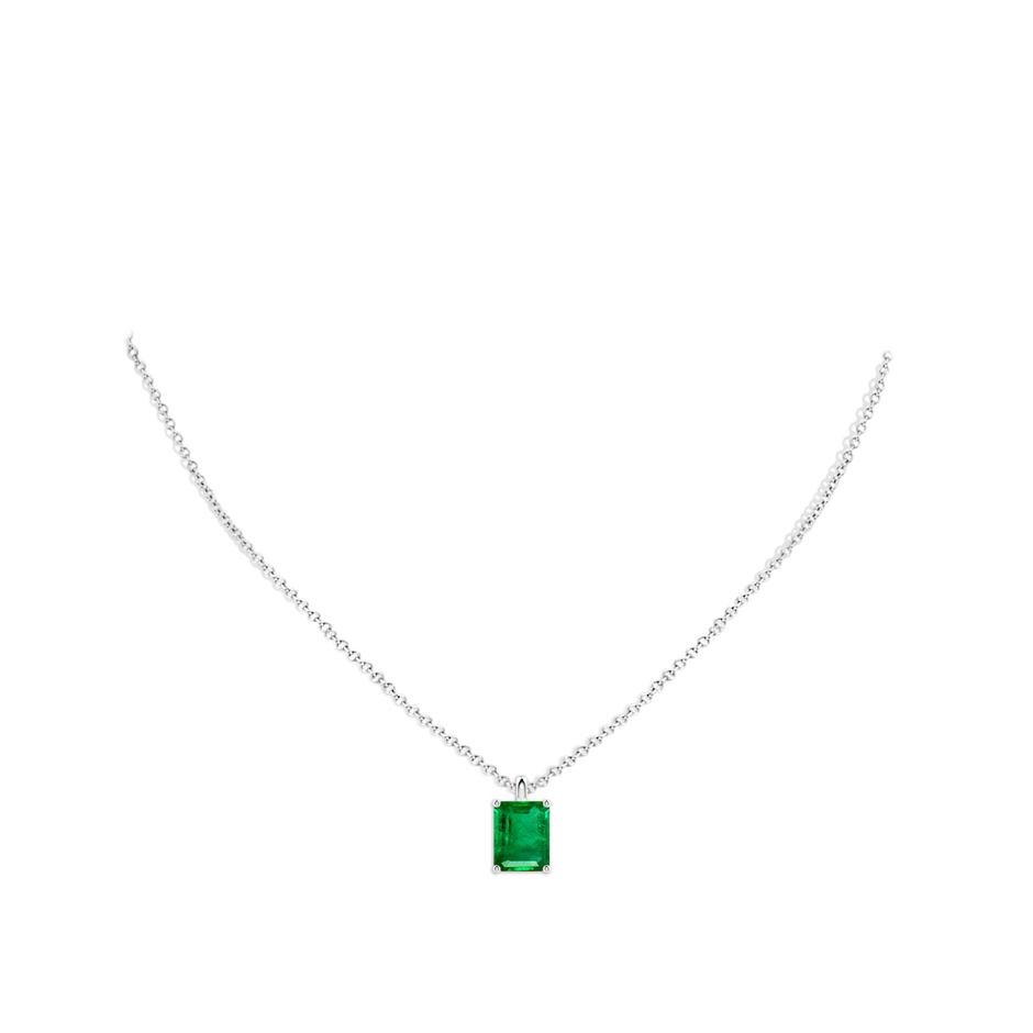 10x8mm AAA Solitaire Emerald-Cut Emerald Classic Pendant in P950 Platinum pen