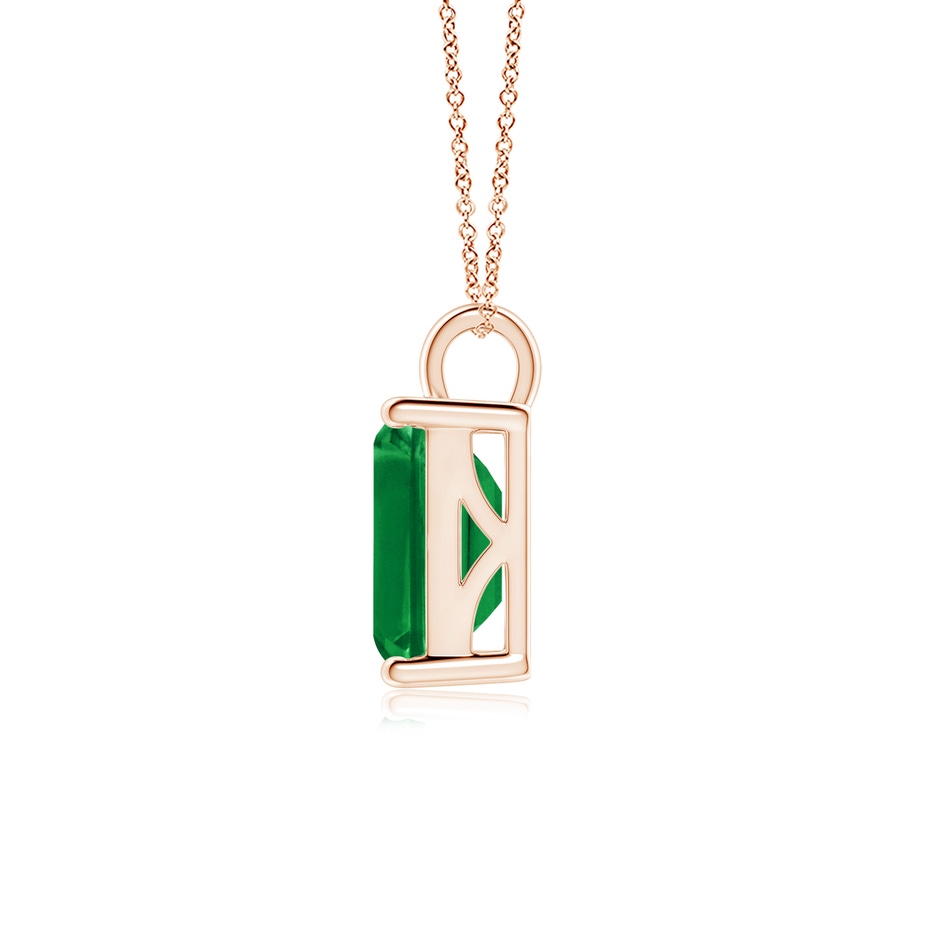 10x8mm AAA Solitaire Emerald-Cut Emerald Classic Pendant in Rose Gold side 199