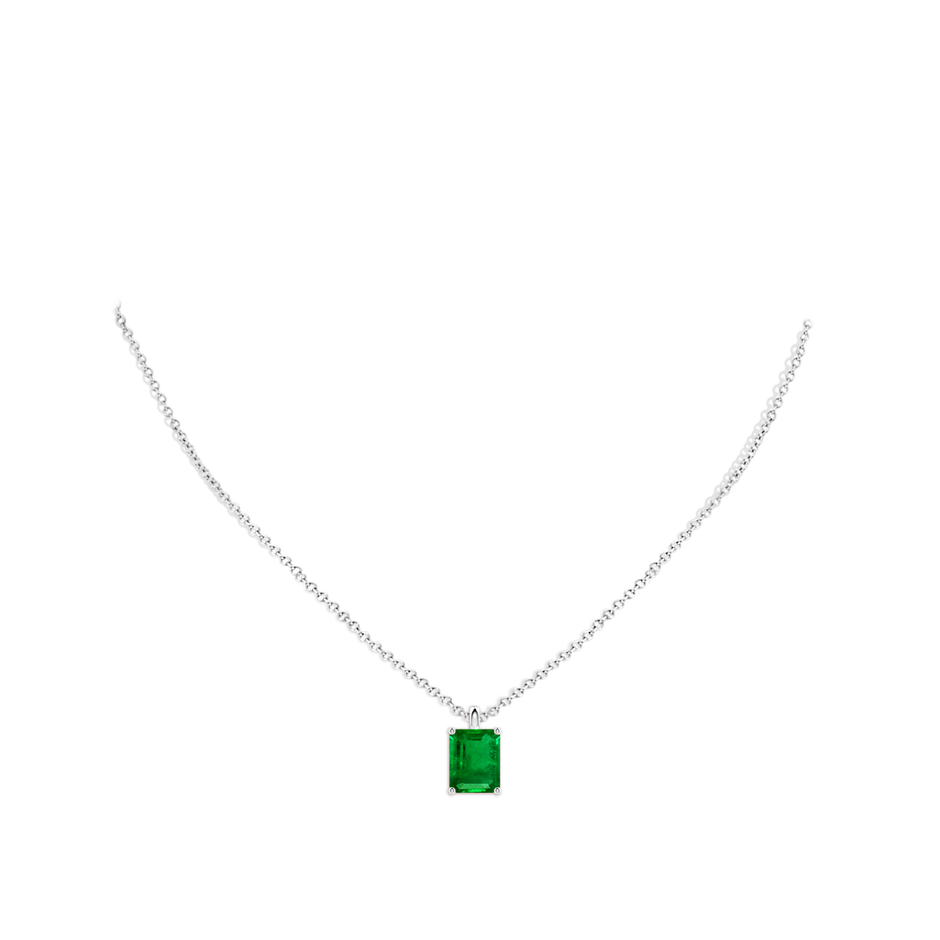 10x8mm AAAA Solitaire Emerald-Cut Emerald Classic Pendant in P950 Platinum pen
