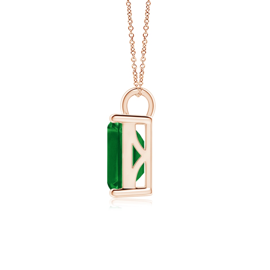 10x8mm AAAA Solitaire Emerald-Cut Emerald Classic Pendant in Rose Gold side 199