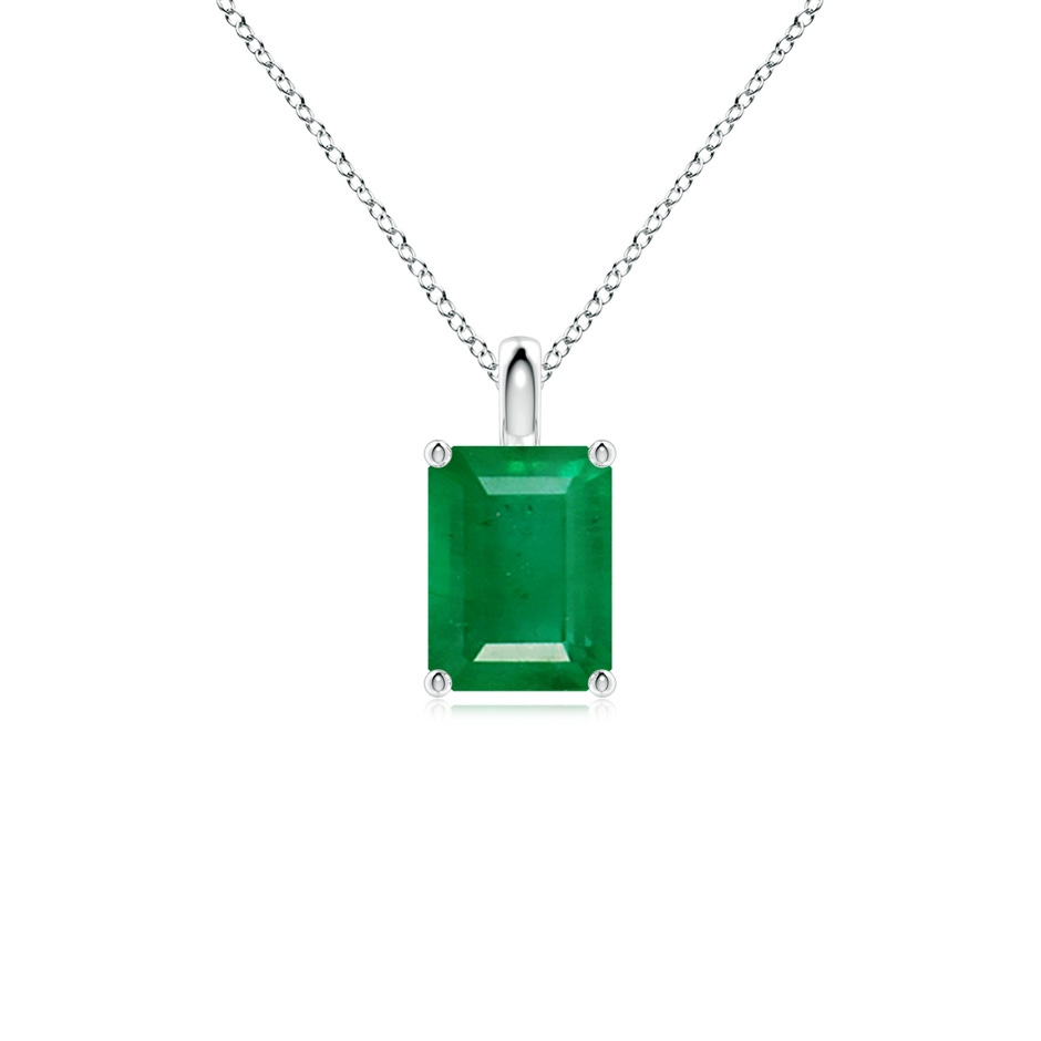 8x6mm AA Solitaire Emerald-Cut Emerald Classic Pendant in White Gold 