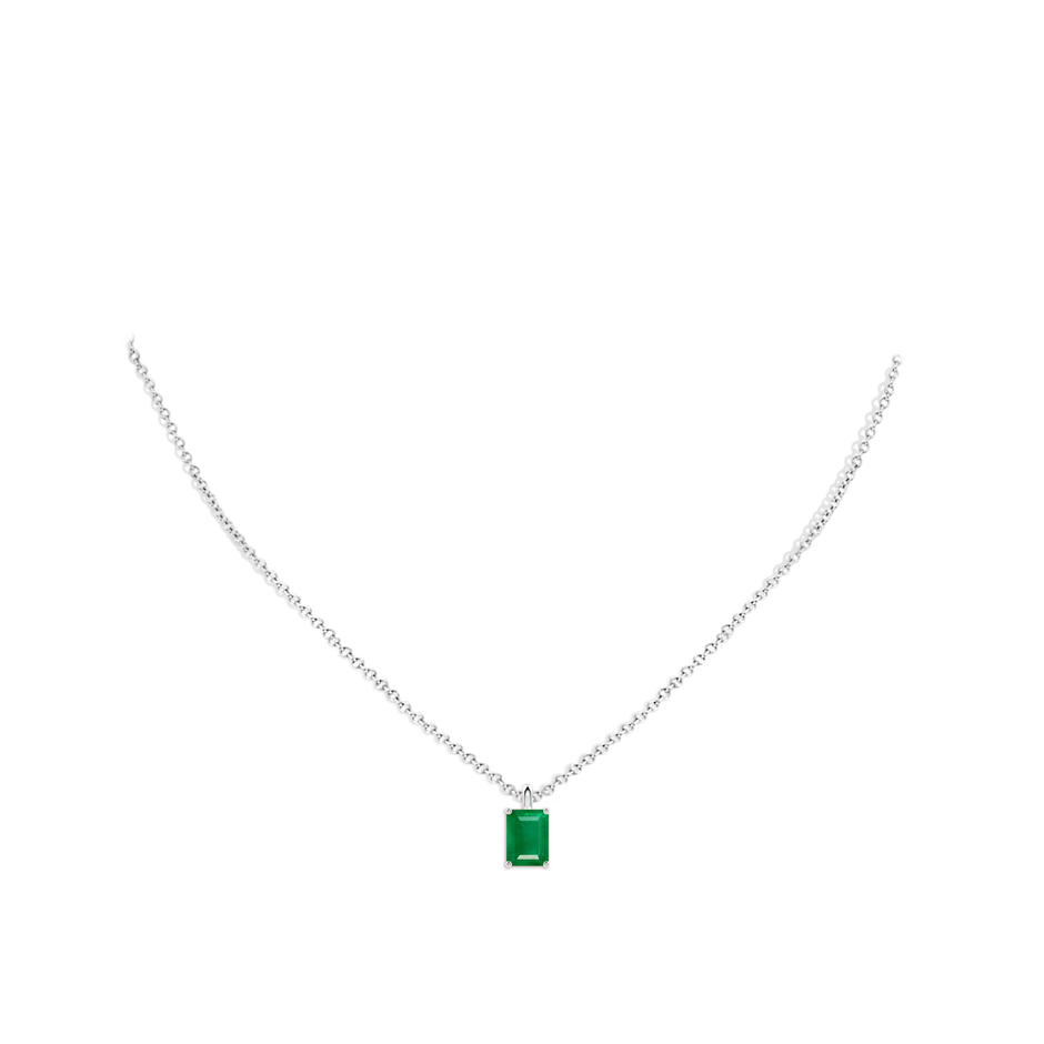 8x6mm AA Solitaire Emerald-Cut Emerald Classic Pendant in White Gold pen