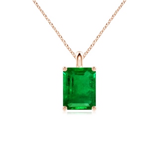 9x7mm AAAA Solitaire Emerald-Cut Emerald Classic Pendant in Rose Gold
