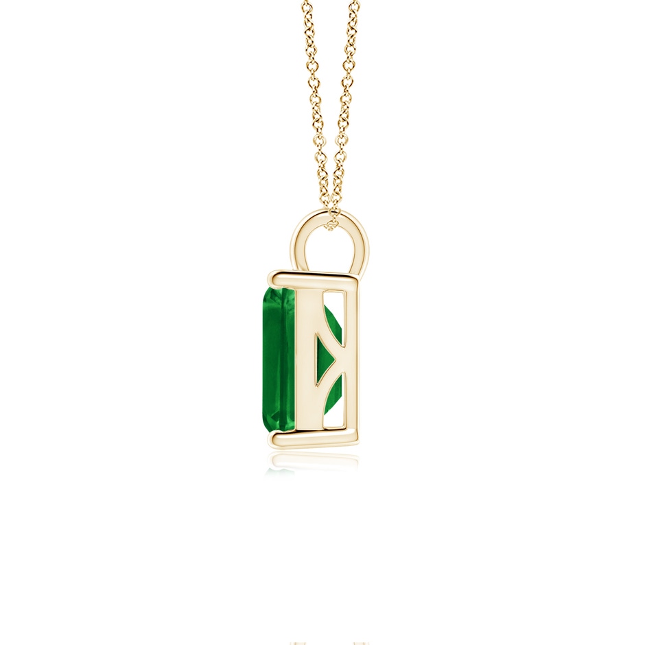 9x7mm AAAA Solitaire Emerald-Cut Emerald Classic Pendant in Yellow Gold side 199