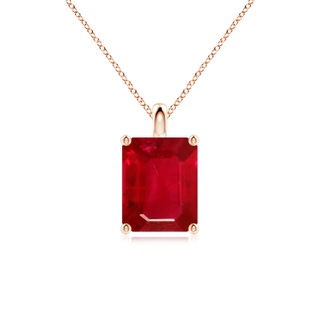 10x8mm AAA Solitaire Emerald-Cut Ruby Classic Pendant in Rose Gold