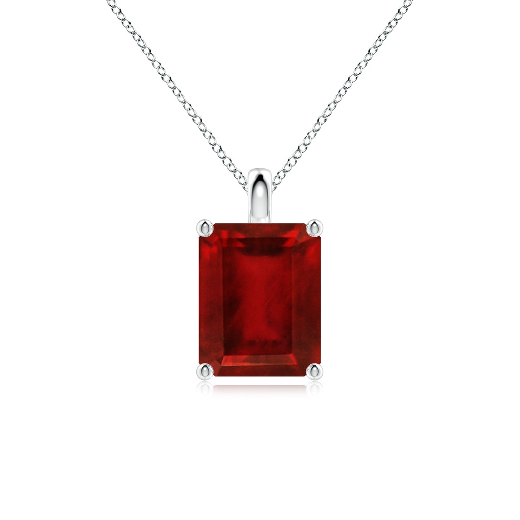 10x8mm AAAA Solitaire Emerald-Cut Ruby Classic Pendant in P950 Platinum