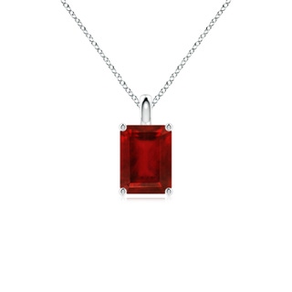 8x6mm AAAA Solitaire Emerald-Cut Ruby Classic Pendant in P950 Platinum