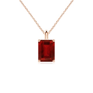 8x6mm AAAA Solitaire Emerald-Cut Ruby Classic Pendant in Rose Gold