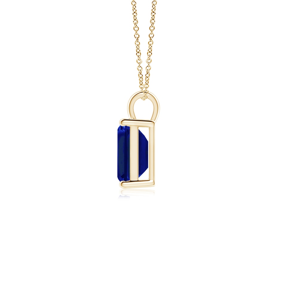 8x6mm Lab-Grown Solitaire Emerald-Cut Blue Sapphire Classic Pendant in Yellow Gold side 199